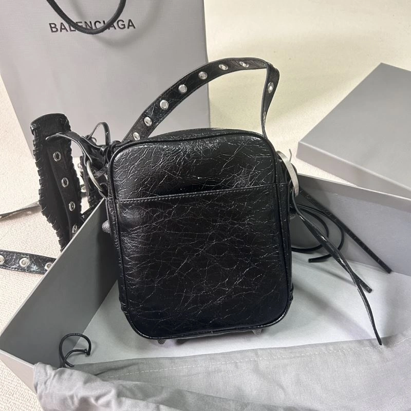 Affordable Balencia Le Cagole Distressed Silver Motorcycle Phone Bag - Black 78819
