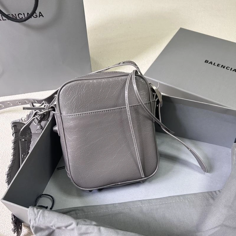 Snug Balencia Le Cagole Motorcycle Phone Bag - Gray Oily Wax Cowhide 78801