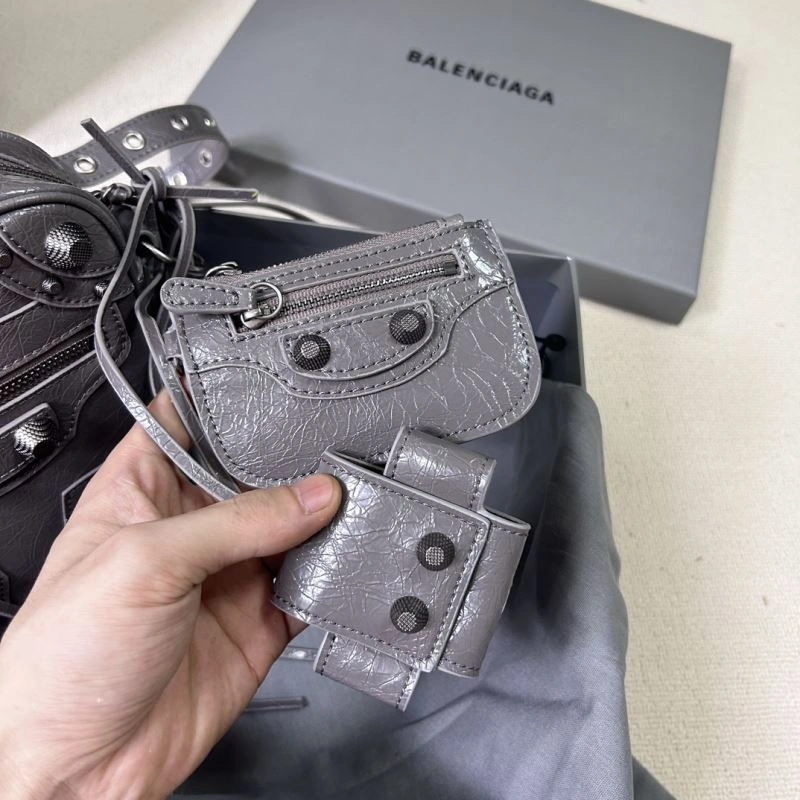 Snug Balencia Le Cagole Motorcycle Phone Bag - Gray Oily Wax Cowhide 78801