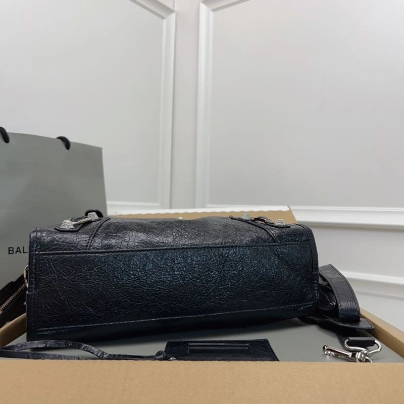 Bright Balenciaga   Gold City Cracked Lambskin Bag with Pineapple Studs 78368