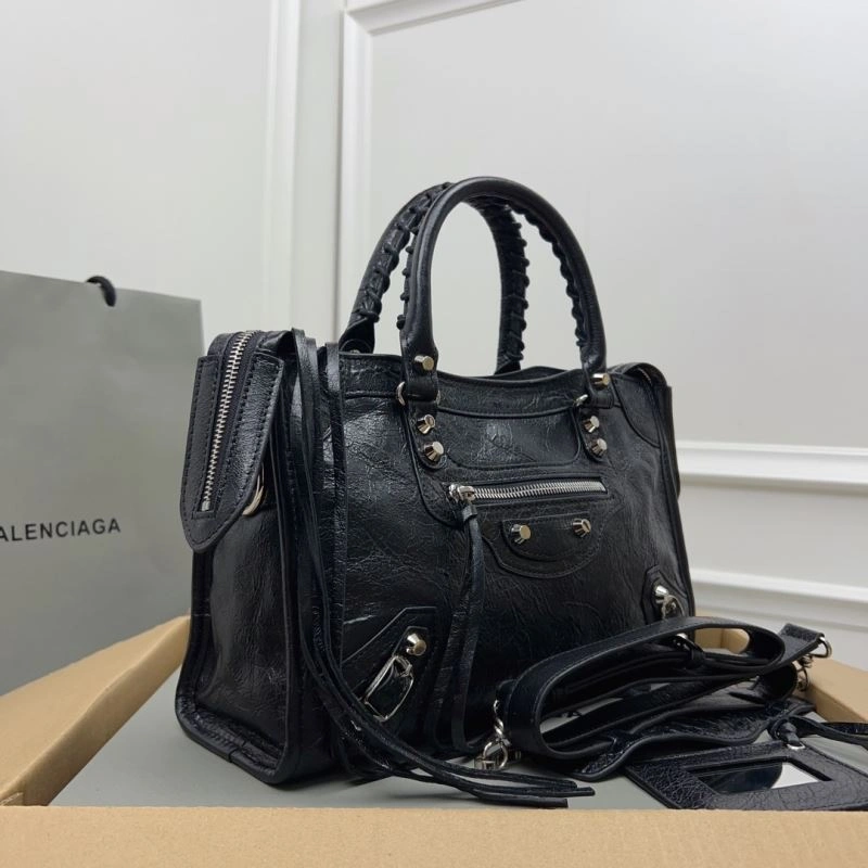 Reliable Balenciaga   Gold City Cracked Lambskin Bag with Silver Tassels 78359
