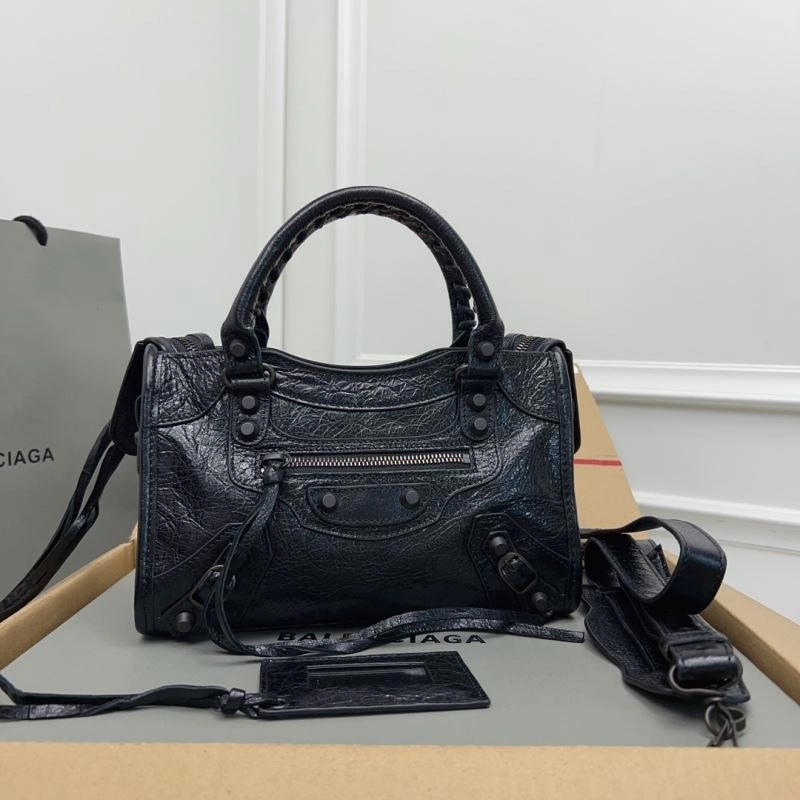 Timeless Balenciaga   Gold Mini City Cracked Lambskin Crossbody Bag 78350