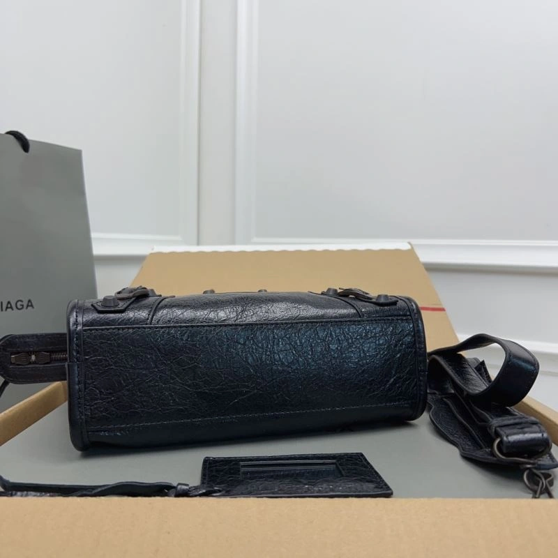 Timeless Balenciaga   Gold Mini City Cracked Lambskin Crossbody Bag 78350
