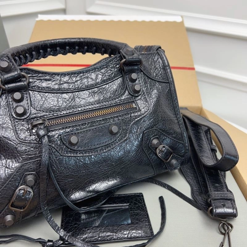 Timeless Balenciaga   Gold Mini City Cracked Lambskin Crossbody Bag 78350