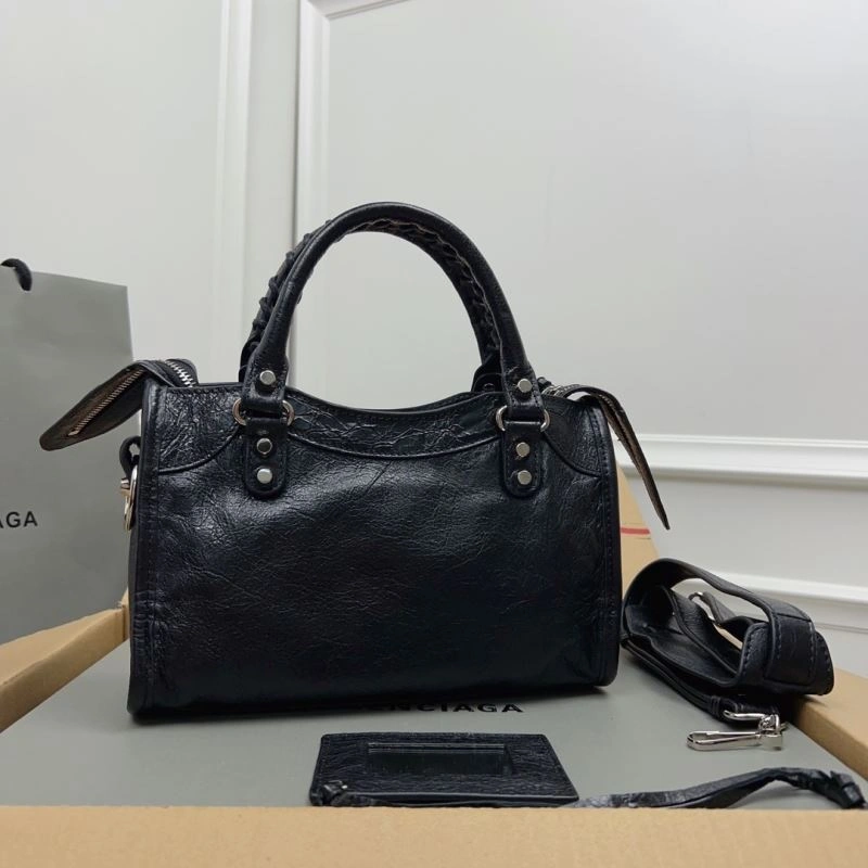 Balenciaga   Gold Mini City Cracked Lambskin Crossbody Bag Thermal 78337