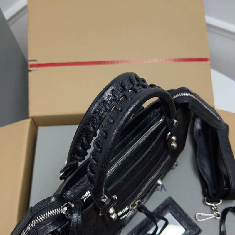 Balenciaga   Gold Mini City Cracked Lambskin Crossbody Bag Thermal 78337