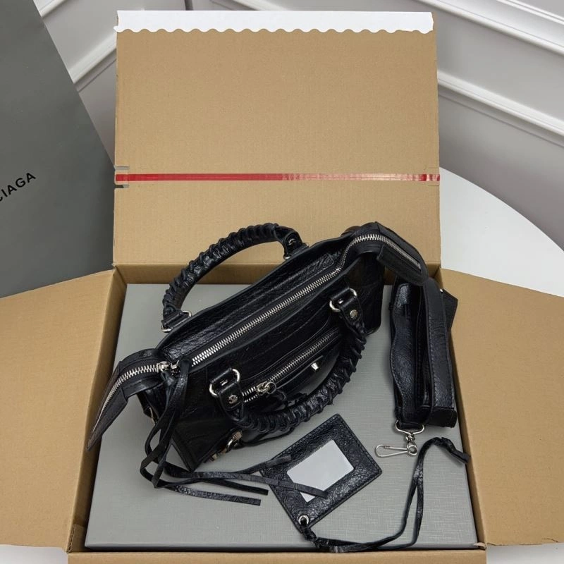 Balenciaga   Gold Mini City Cracked Lambskin Crossbody Bag Thermal 78337