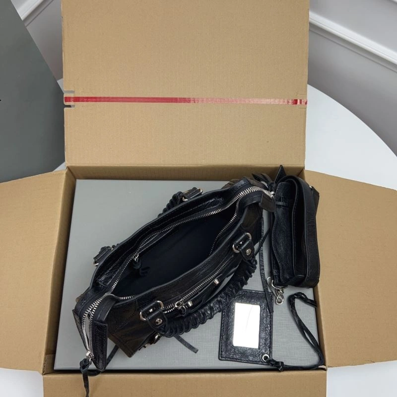 Balenciaga   Gold Mini City Cracked Lambskin Crossbody Bag Thermal 78337