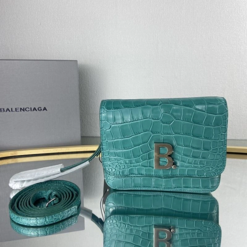 Balenciaga  Lake Water Blue Crocodile Pattern Crossbody Bag Reliable 78325