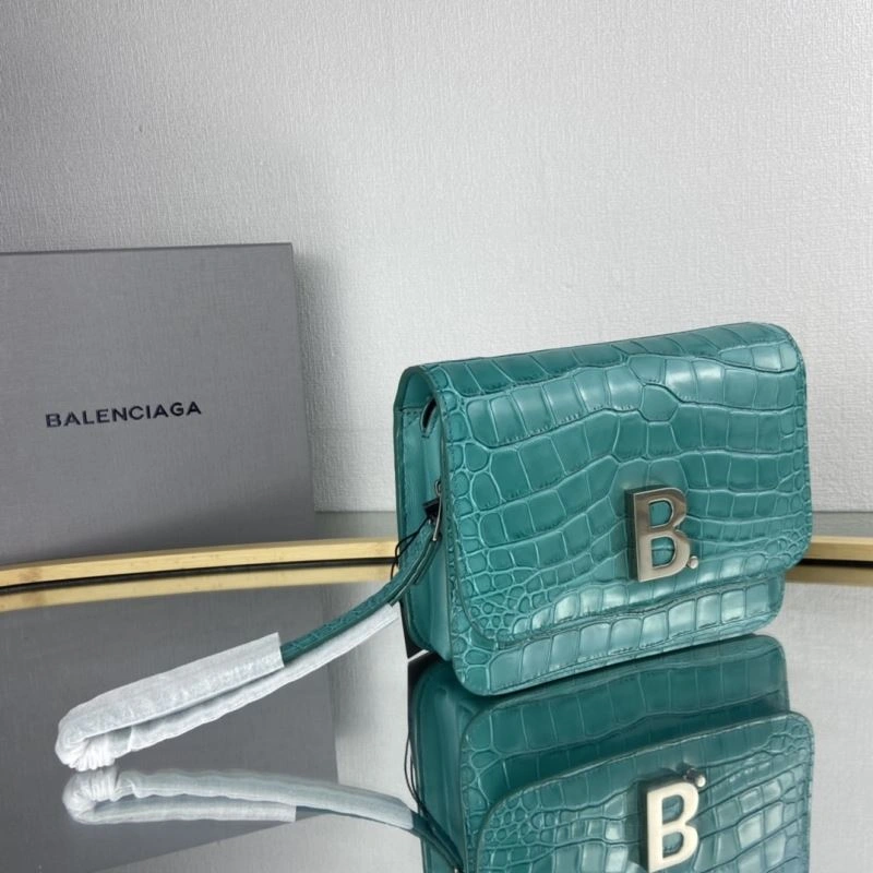 Balenciaga  Lake Water Blue Crocodile Pattern Crossbody Bag Reliable 78325