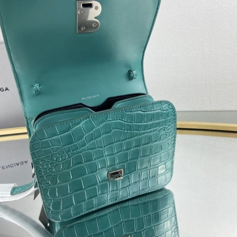 Balenciaga  Lake Water Blue Crocodile Pattern Crossbody Bag Reliable 78325