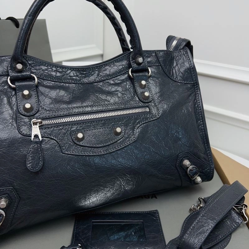 Durable Balenciaga   Cracked Lambskin Tote with Pineapple Silver Stud 78352