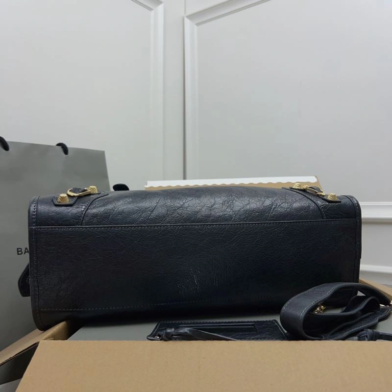 Functional Balenciaga   Cracked Sheepskin Bag with Pineapple Gold Studs 78341