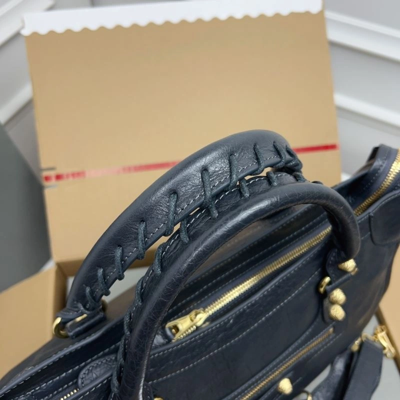 Functional Balenciaga   Cracked Sheepskin Bag with Pineapple Gold Studs 78341