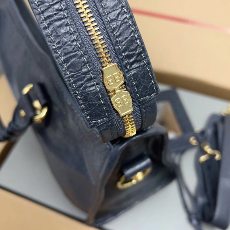 Functional Balenciaga   Cracked Sheepskin Bag with Pineapple Gold Studs 78341