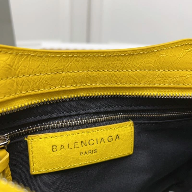 Sleek Balenciaga  Yellow Crackle Lambskin  Gold City Bag - D.Pink 78345