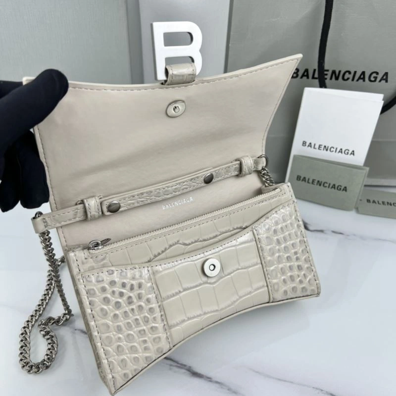 Balenciaga 19cm Hourglass Chain Crossbody Bag with B-Shaped Pull Tab Neat 78643