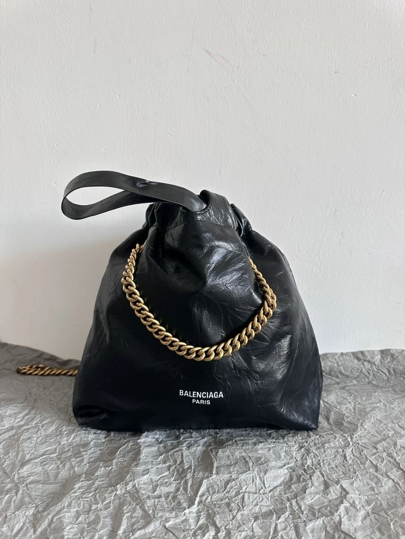 Balenciaga 2023 Crush Black Tote Bag - Luxe Trash Shape Design Upgraded 72690
