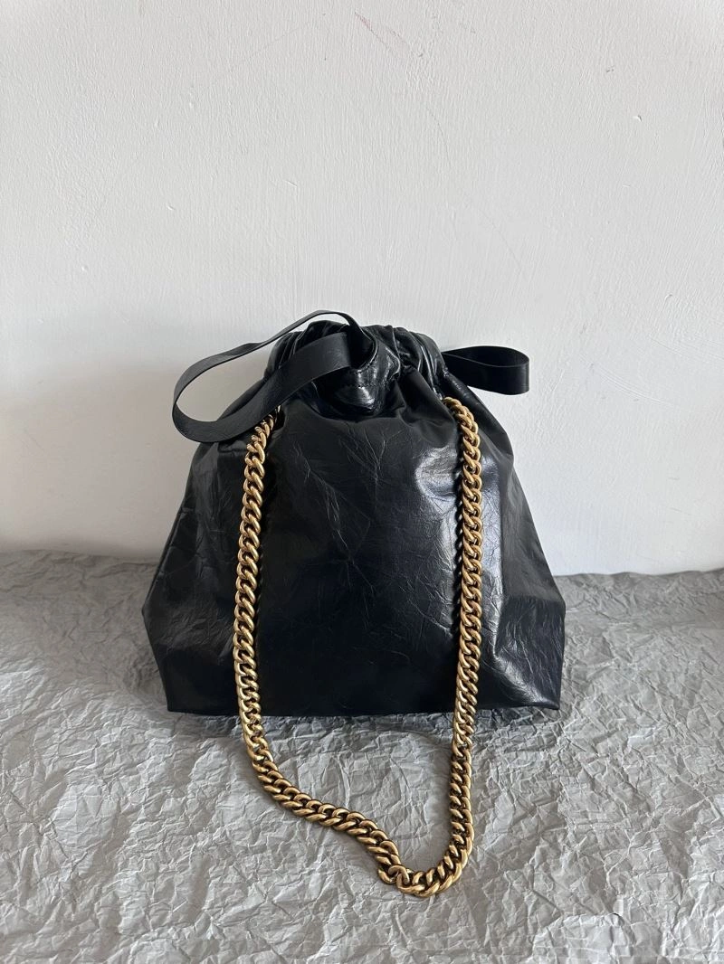 Balenciaga 2023 Crush Black Tote Bag - Luxe Trash Shape Design Upgraded 72690