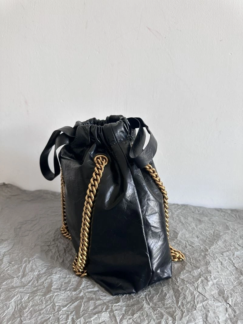 Balenciaga 2023 Crush Black Tote Bag - Luxe Trash Shape Design Upgraded 72690