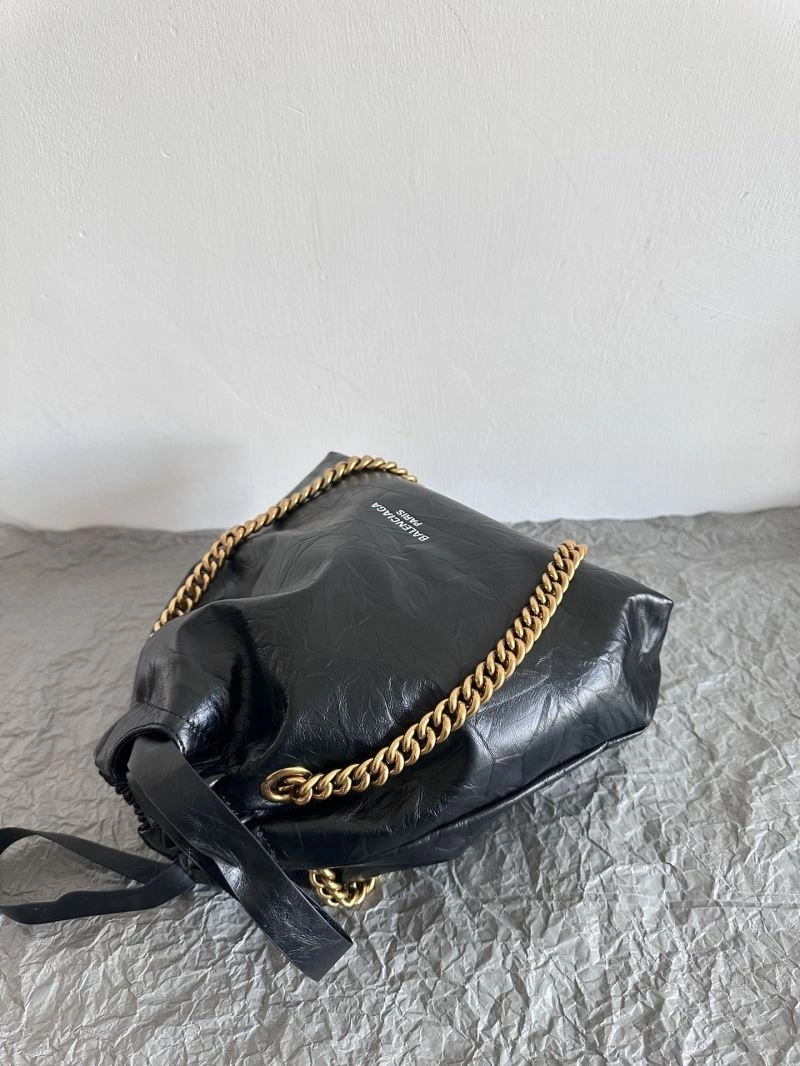 Balenciaga 2023 Crush Black Tote Bag - Luxe Trash Shape Design Upgraded 72690