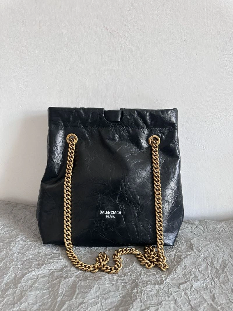 Balenciaga 2023 Crush Black Tote Bag - Luxe Trash Shape Design Upgraded 72690