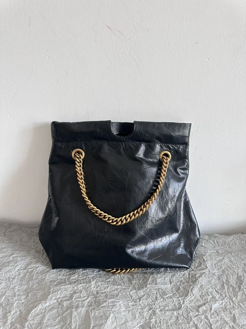 Balenciaga 2023 Crush Black Tote Bag - Luxe Trash Shape Design Upgraded 72690