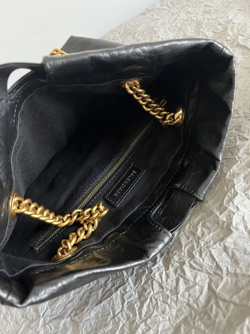 Balenciaga 2023 Crush Black Tote Bag - Luxe Trash Shape Design Upgraded 72690