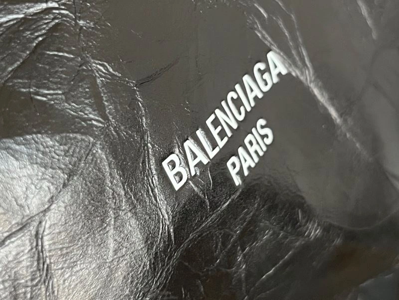 Balenciaga 2023 Crush Black Tote Bag - Luxe Trash Shape Design Upgraded 72690