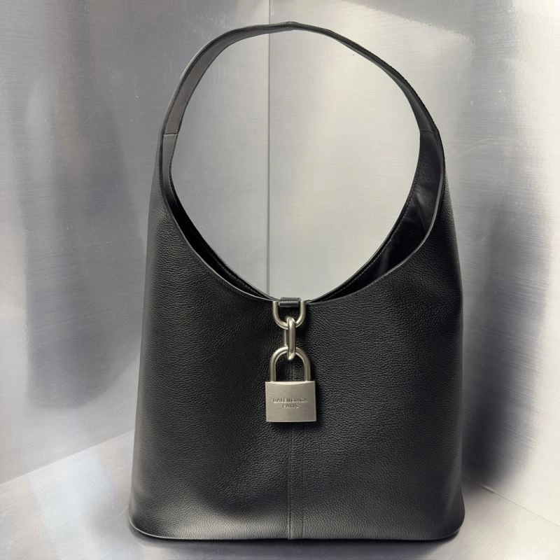 Balenciaga 2024 Large Locker Hobo Bag with Silver Lock Detail SmartChoice 75262