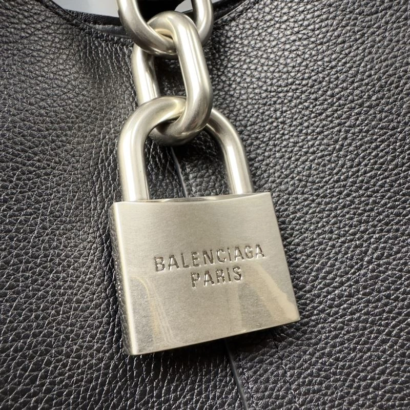 Balenciaga 2024 Large Locker Hobo Bag with Silver Lock Detail SmartChoice 75262
