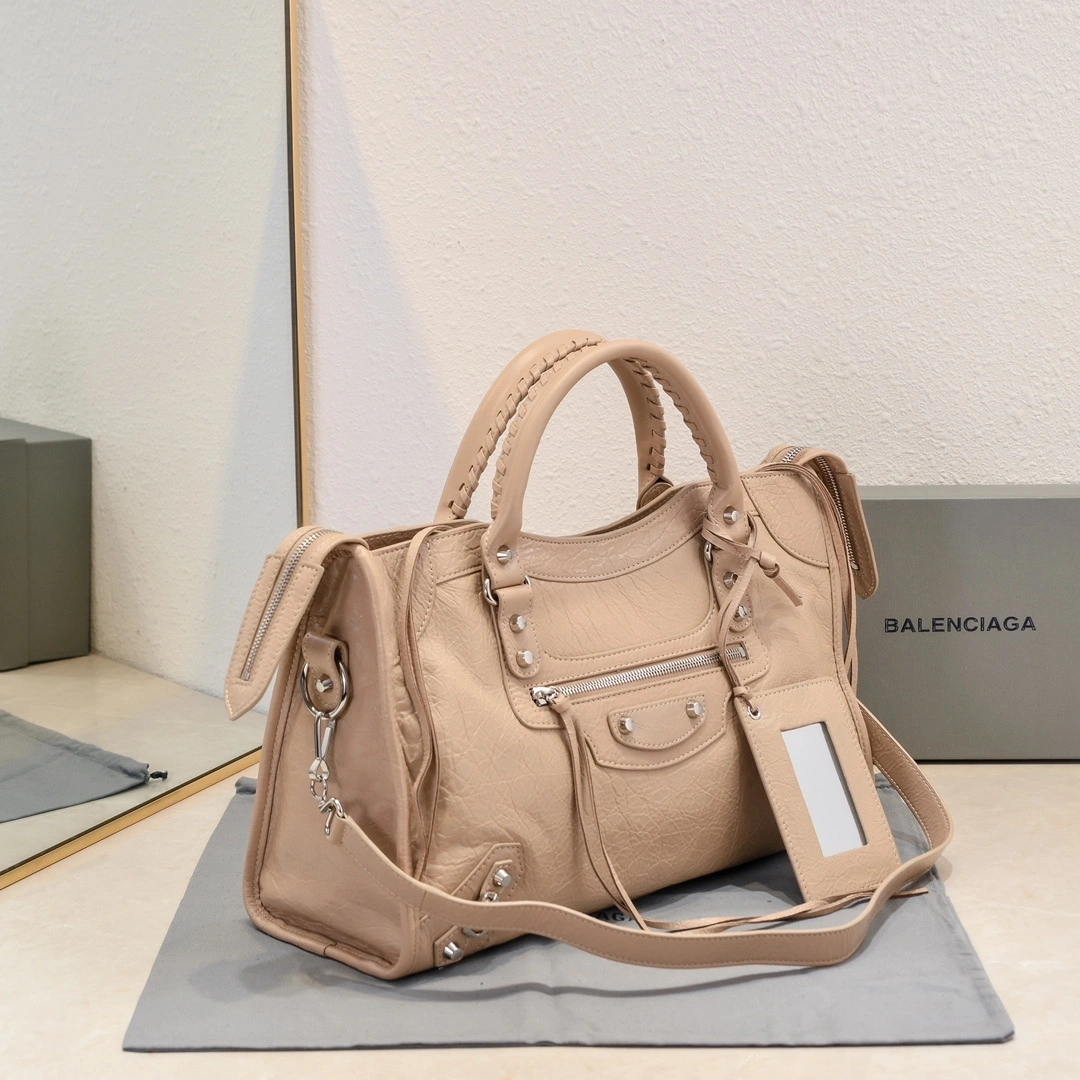 Durable Balenciaga 2024 Lie City Leather Motorcycle Bag 61033