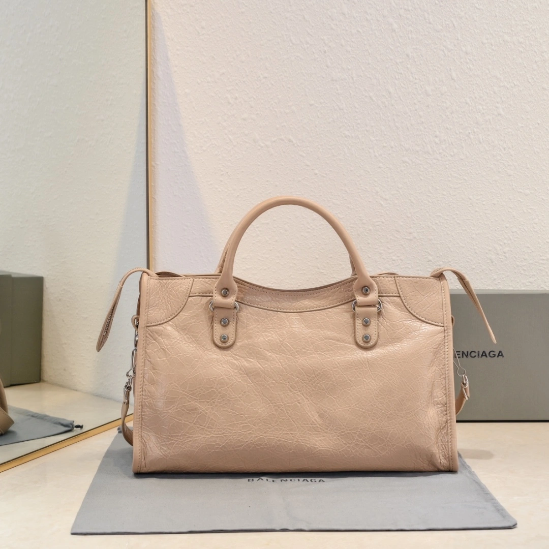 Durable Balenciaga 2024 Lie City Leather Motorcycle Bag 61033