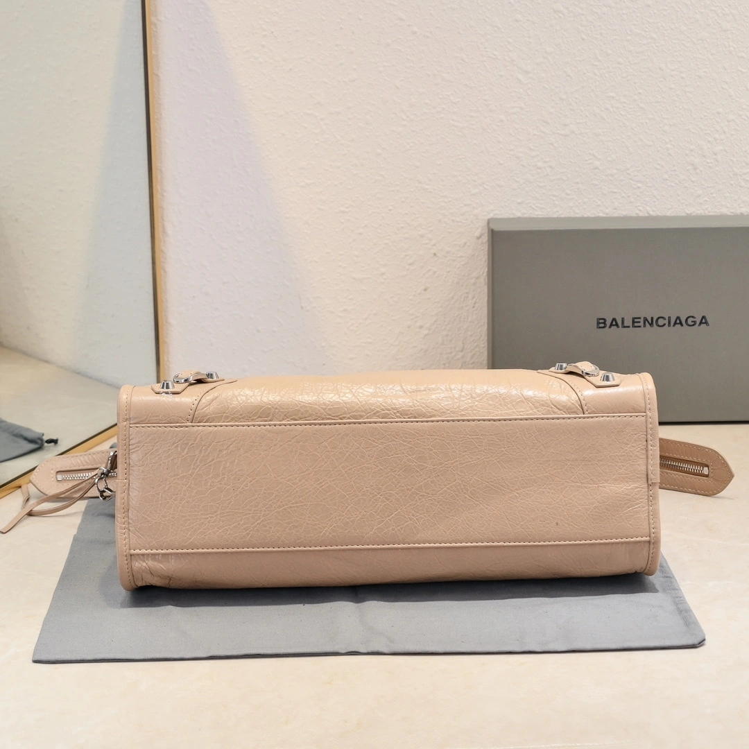 Durable Balenciaga 2024 Lie City Leather Motorcycle Bag 61033