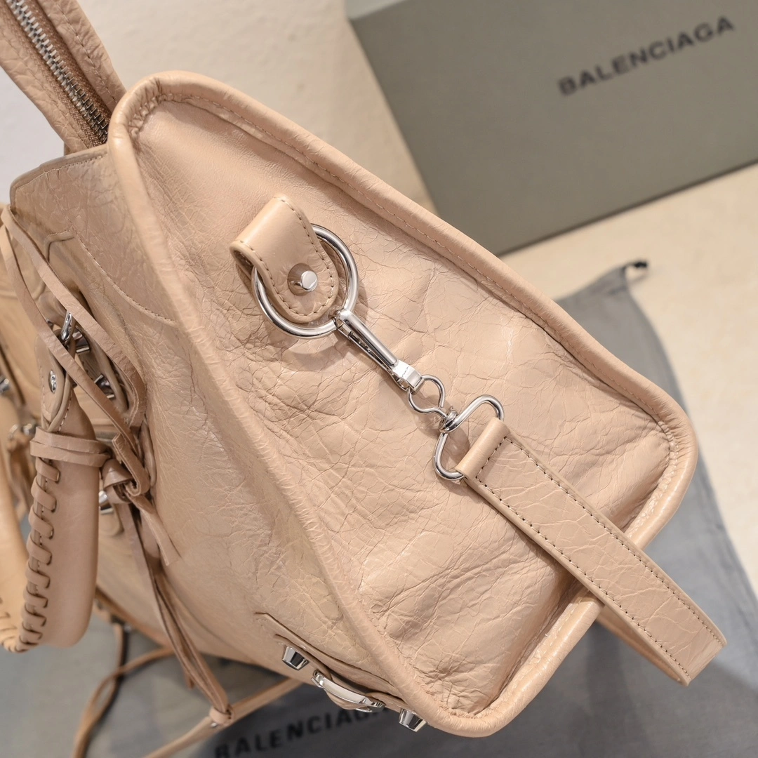 Durable Balenciaga 2024 Lie City Leather Motorcycle Bag 61033