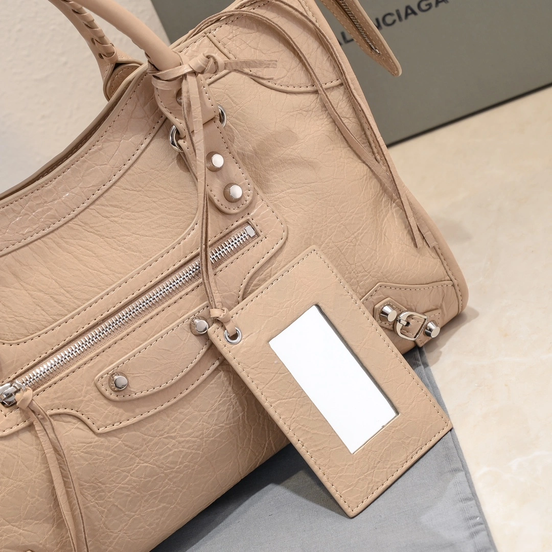 Durable Balenciaga 2024 Lie City Leather Motorcycle Bag 61033