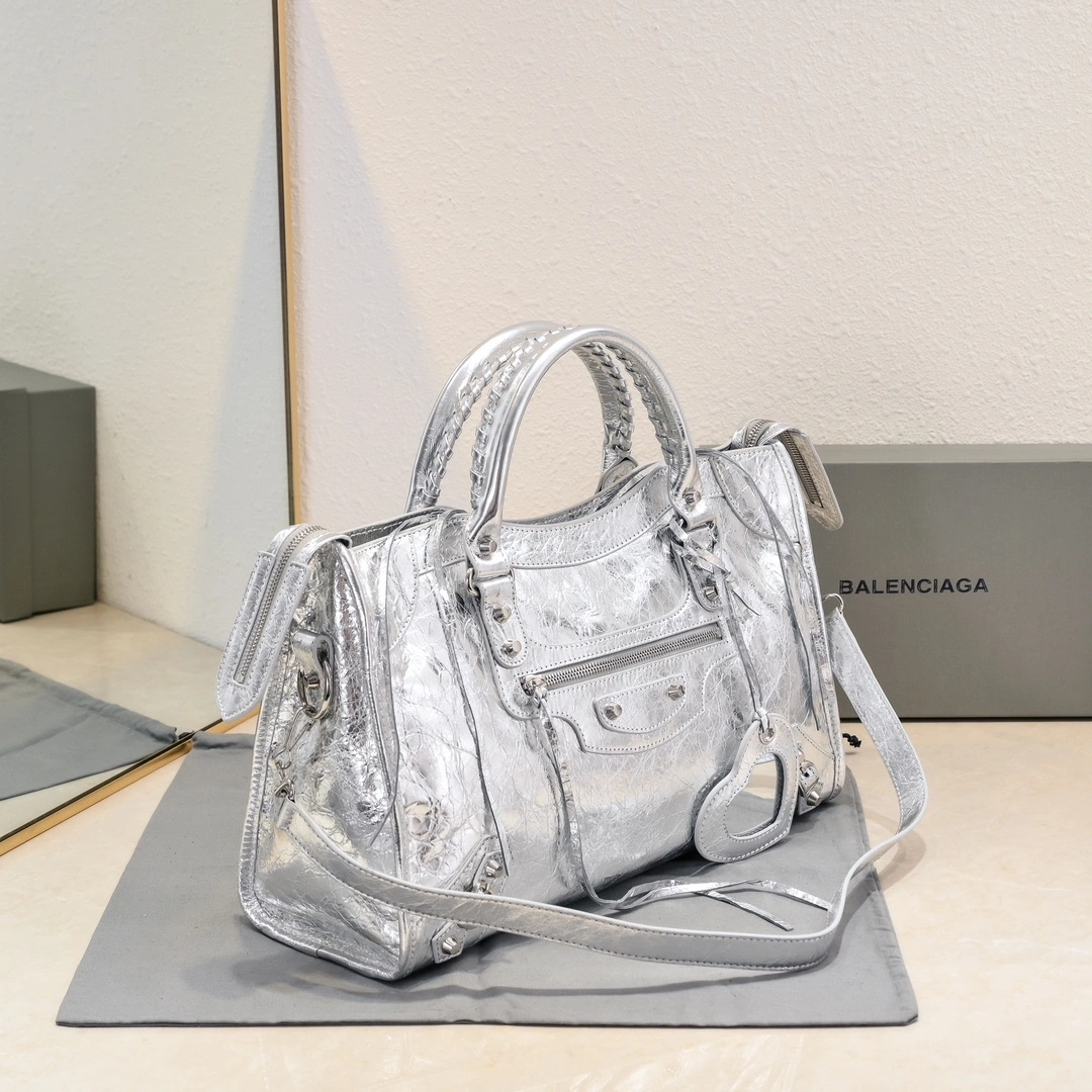 Balenciaga 2024 Lie City Studded Motorcycle Bag - Medium Size Youthful 61034
