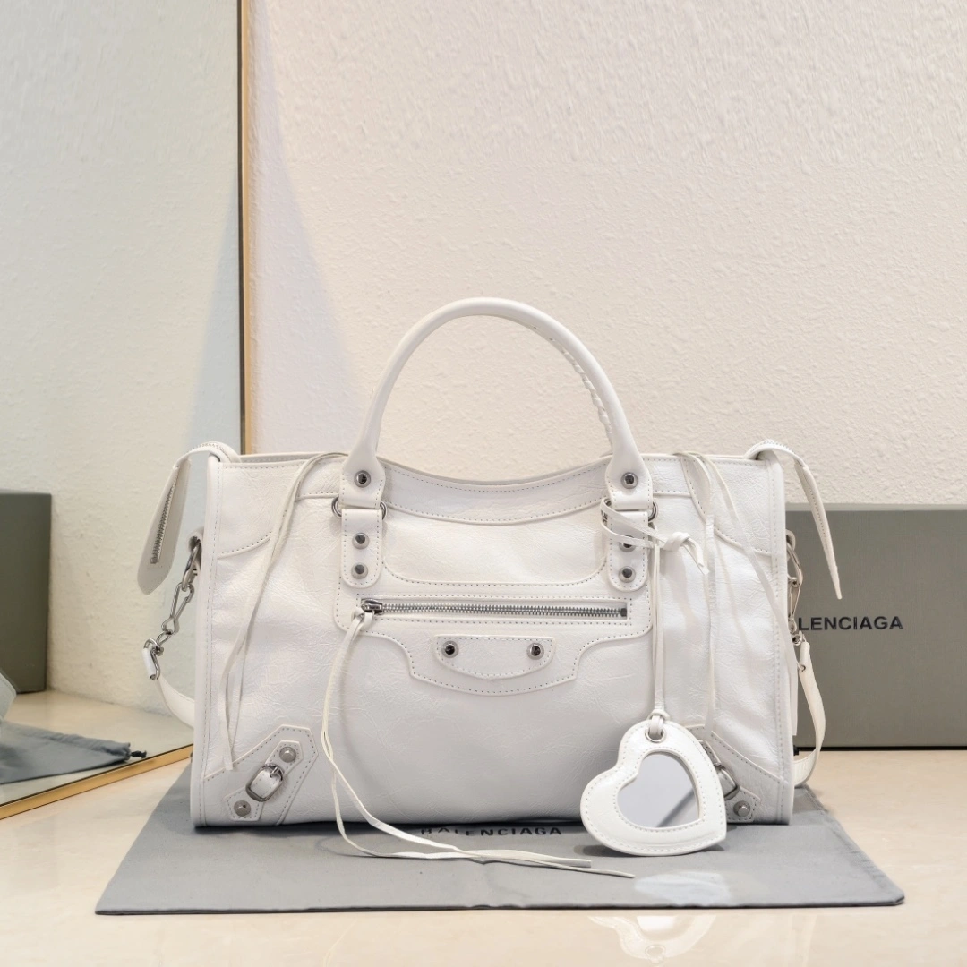 Modern Balenciaga 2024 Lie City Studded Motorcycle Bag 61039