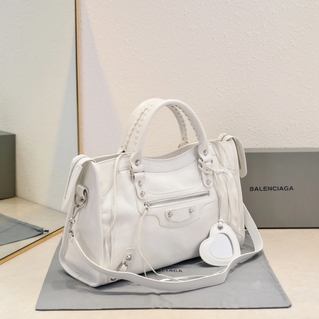 Modern Balenciaga 2024 Lie City Studded Motorcycle Bag 61039