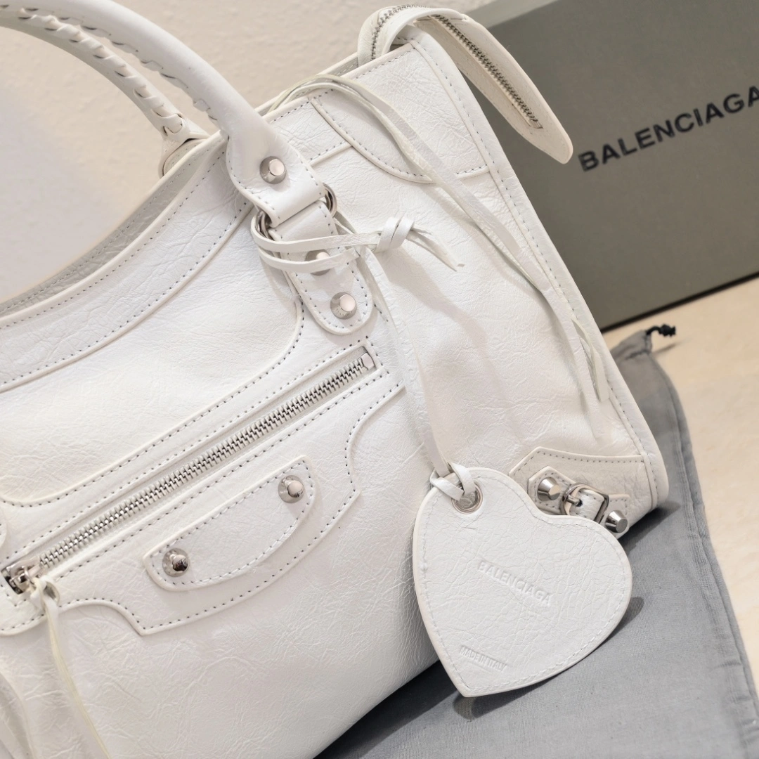 Modern Balenciaga 2024 Lie City Studded Motorcycle Bag 61039