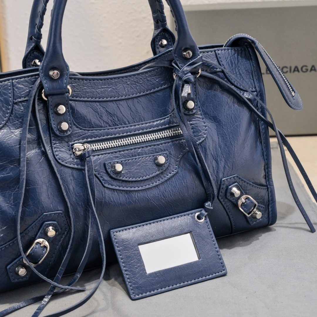 Balenciaga 2024 Lie City Studded Motorcycle Bag Breathable 61014
