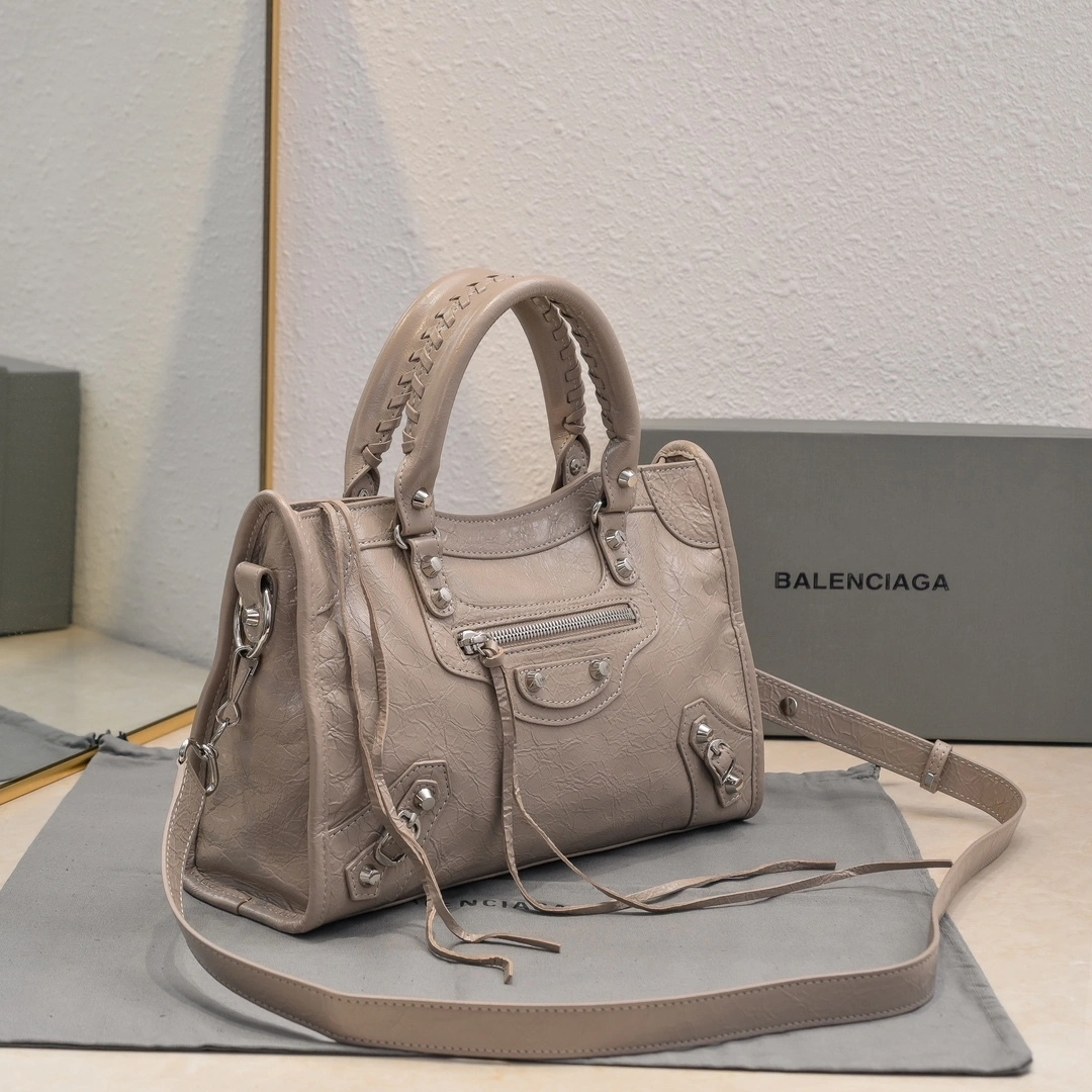 Fashionable Balenciaga 2024 Lie City Studded Motorcycle Bag 61012