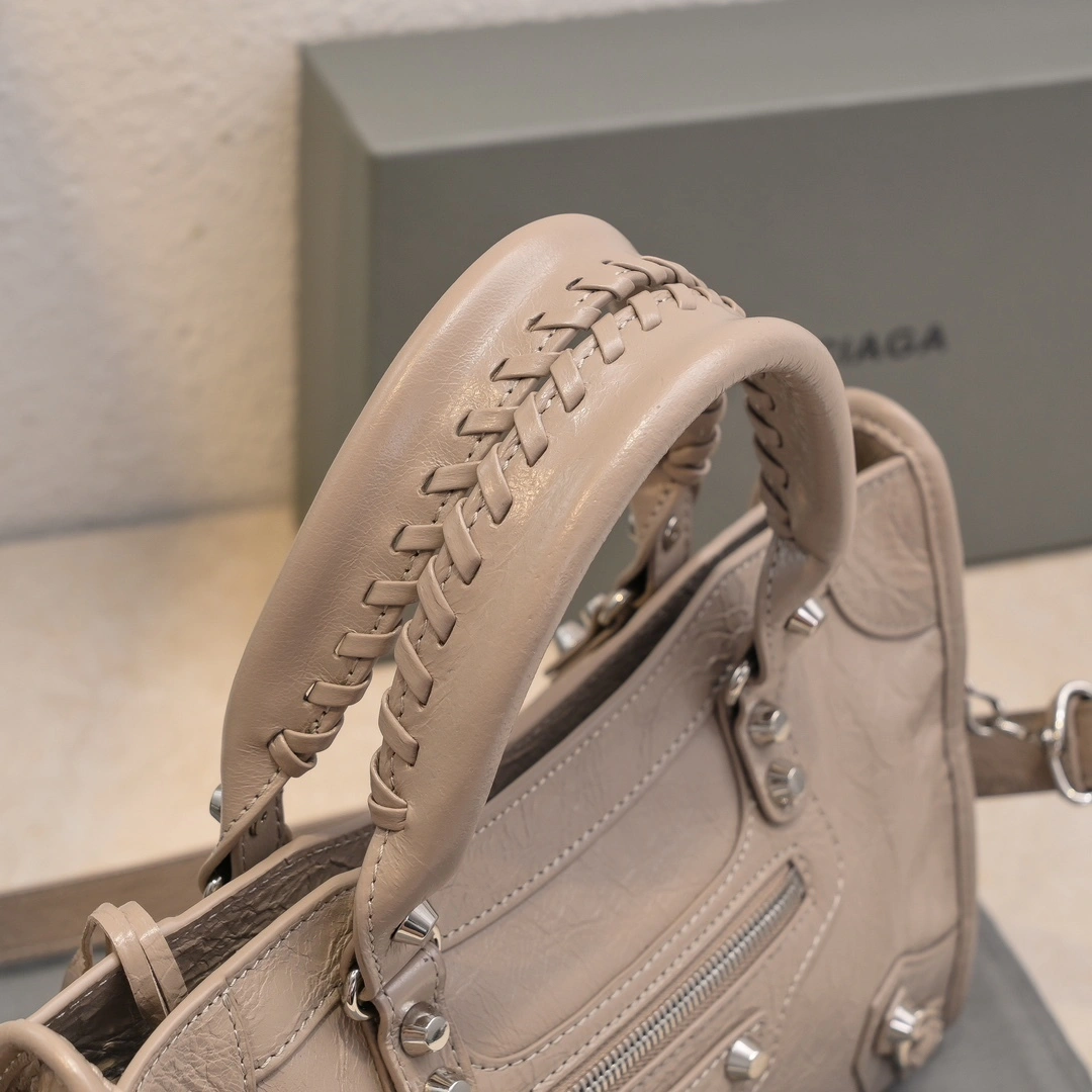 Fashionable Balenciaga 2024 Lie City Studded Motorcycle Bag 61012