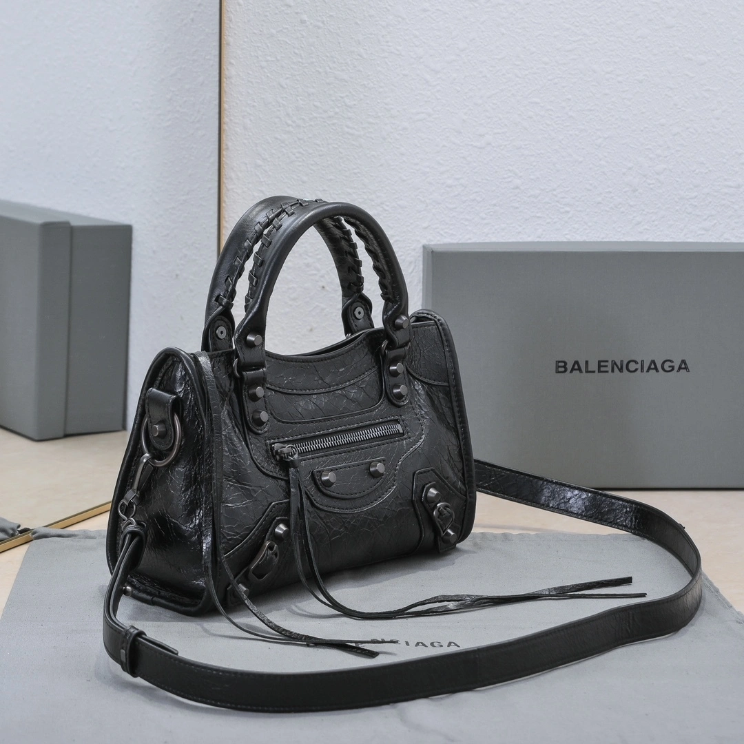 Balenciaga 2024 Lie City Studded Motorcycle Bag Bright 61007