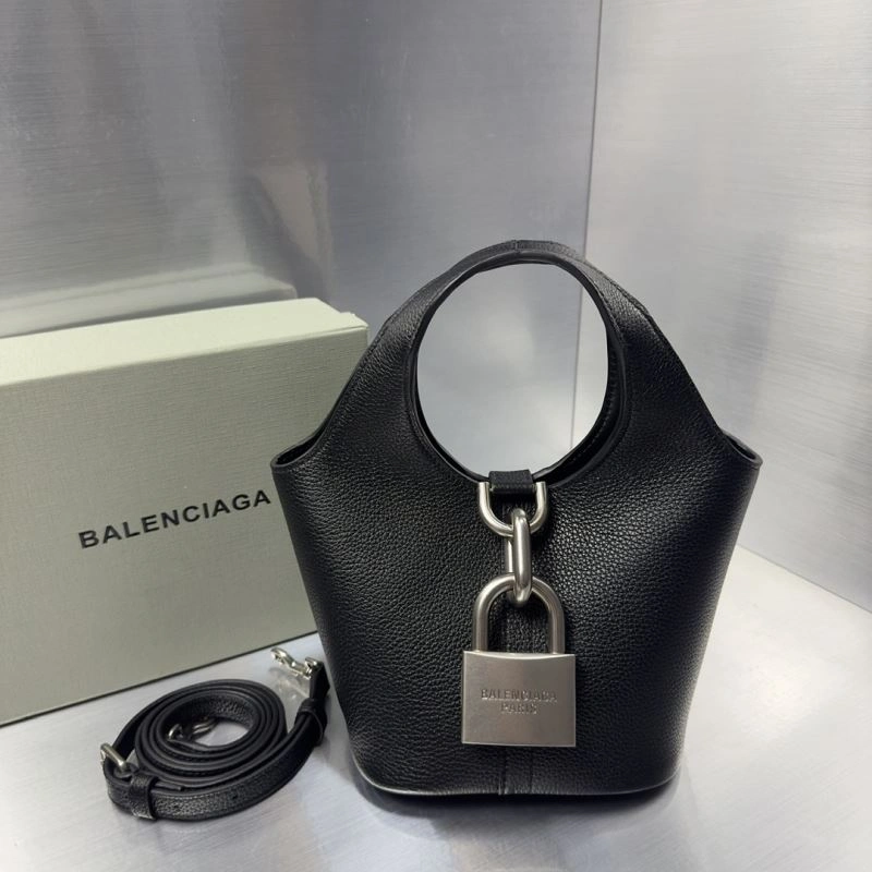 Breathable Balenciaga 2024 Mini Locker Hobo Bag with Silver Lock 75274