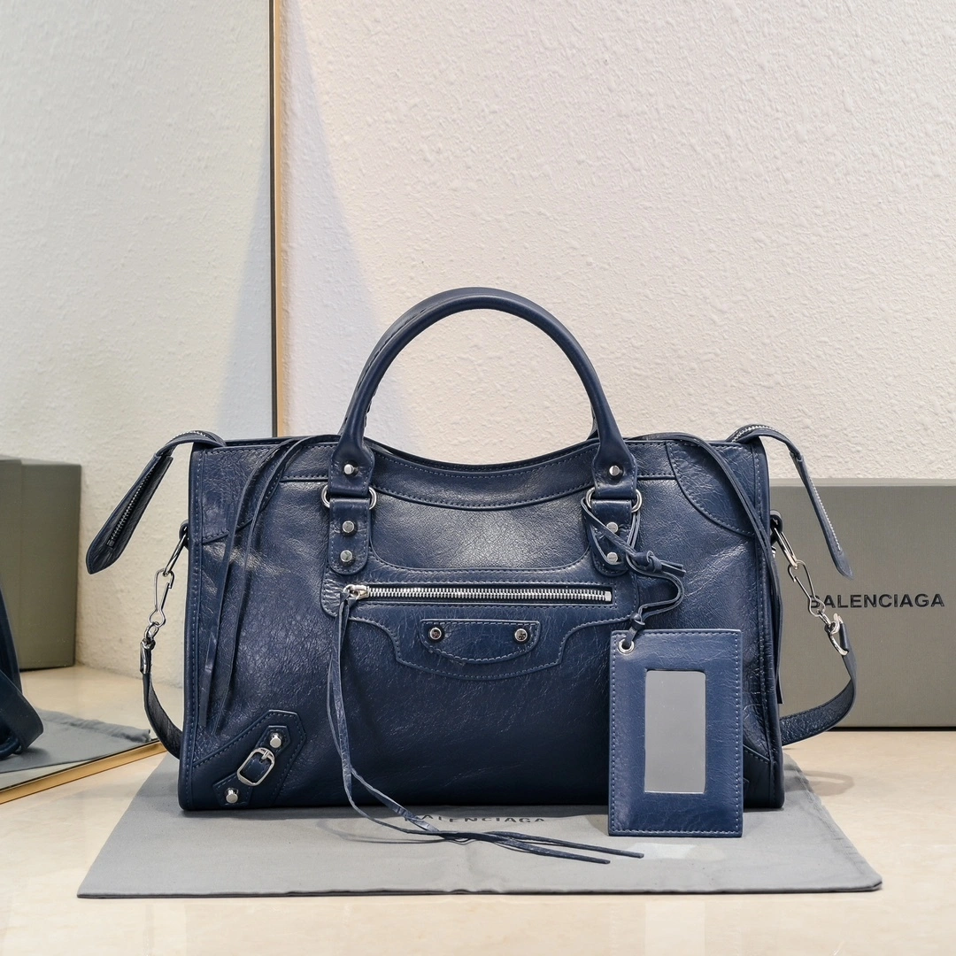 Balenciaga 2024 Retro Studded City Motorcycle Bag Vibrant 61030