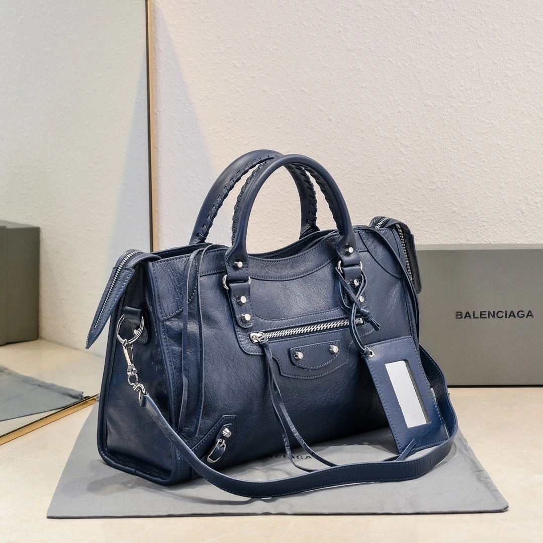 Balenciaga 2024 Retro Studded City Motorcycle Bag Vibrant 61030