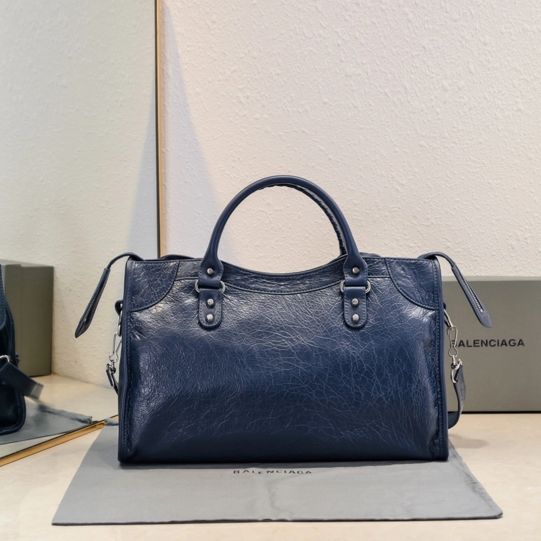 Balenciaga 2024 Retro Studded City Motorcycle Bag Vibrant 61030