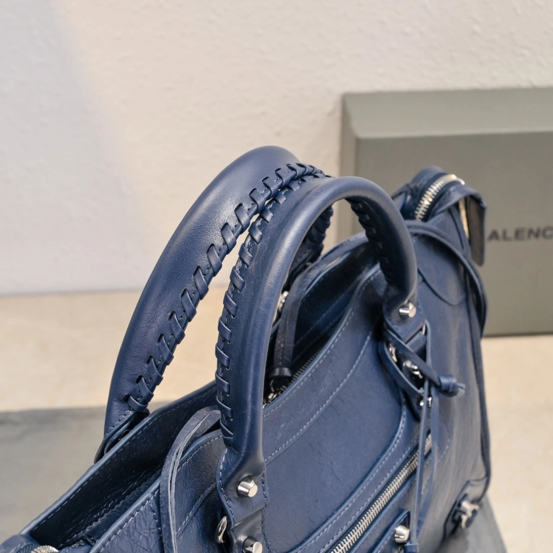 Balenciaga 2024 Retro Studded City Motorcycle Bag Vibrant 61030