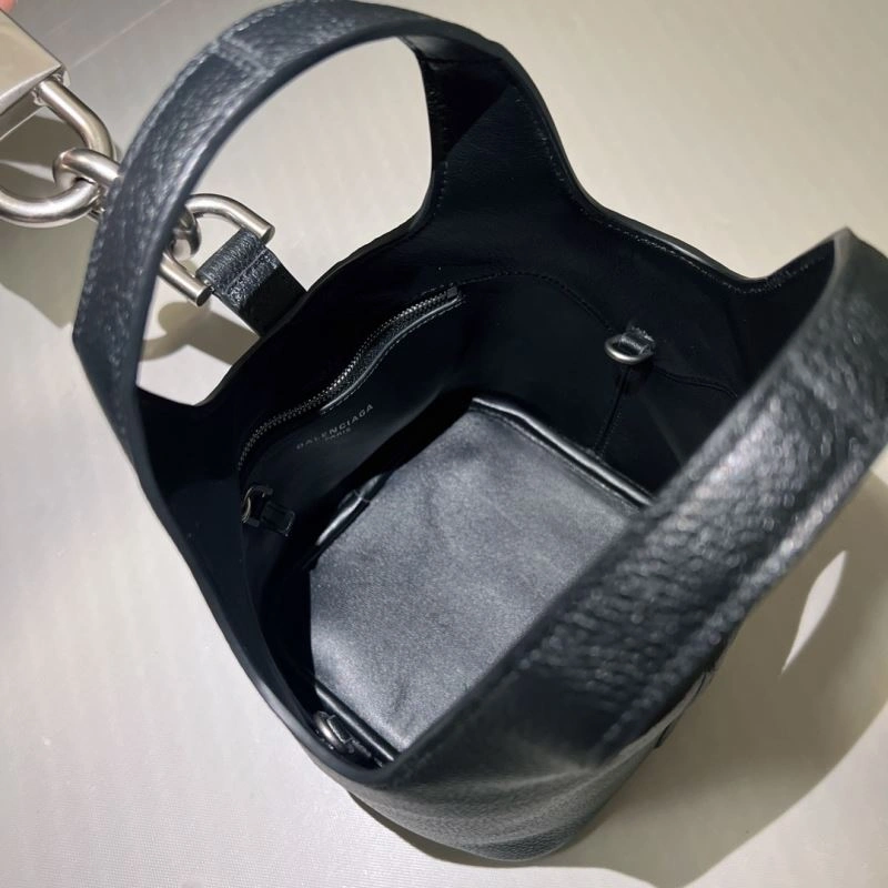TechFriendly Balenciaga 2024 Spring Locker Hobo Bag with Silver Lock 70064